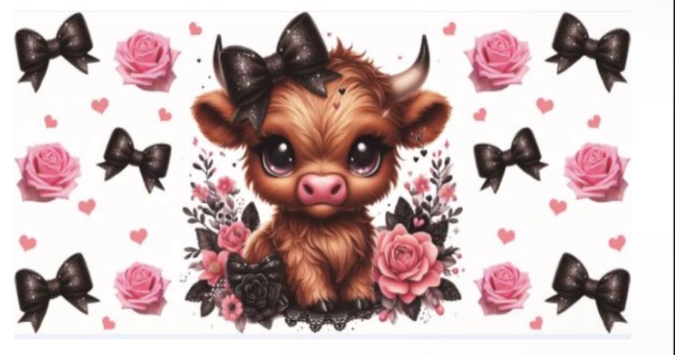 Pink floral cow