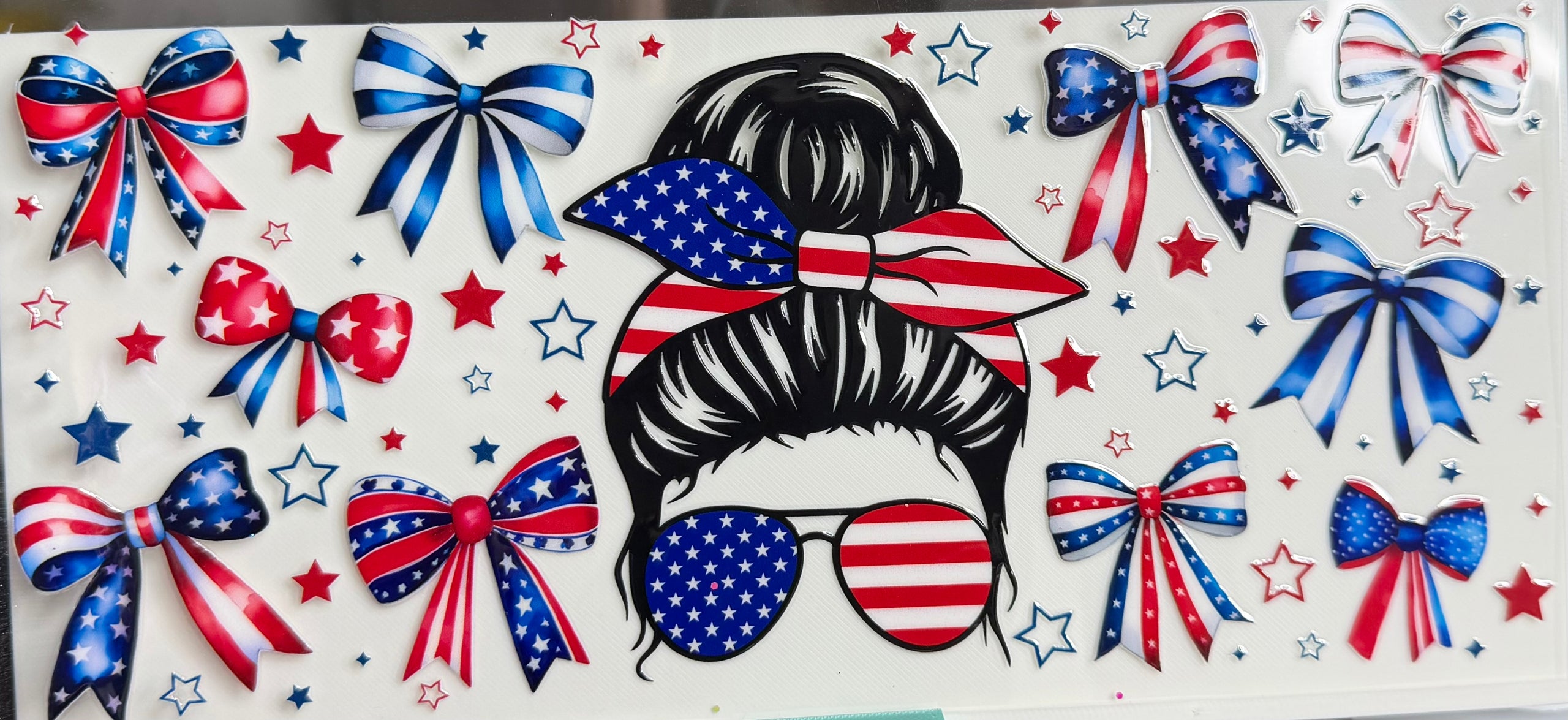 Messy bun red white and blue