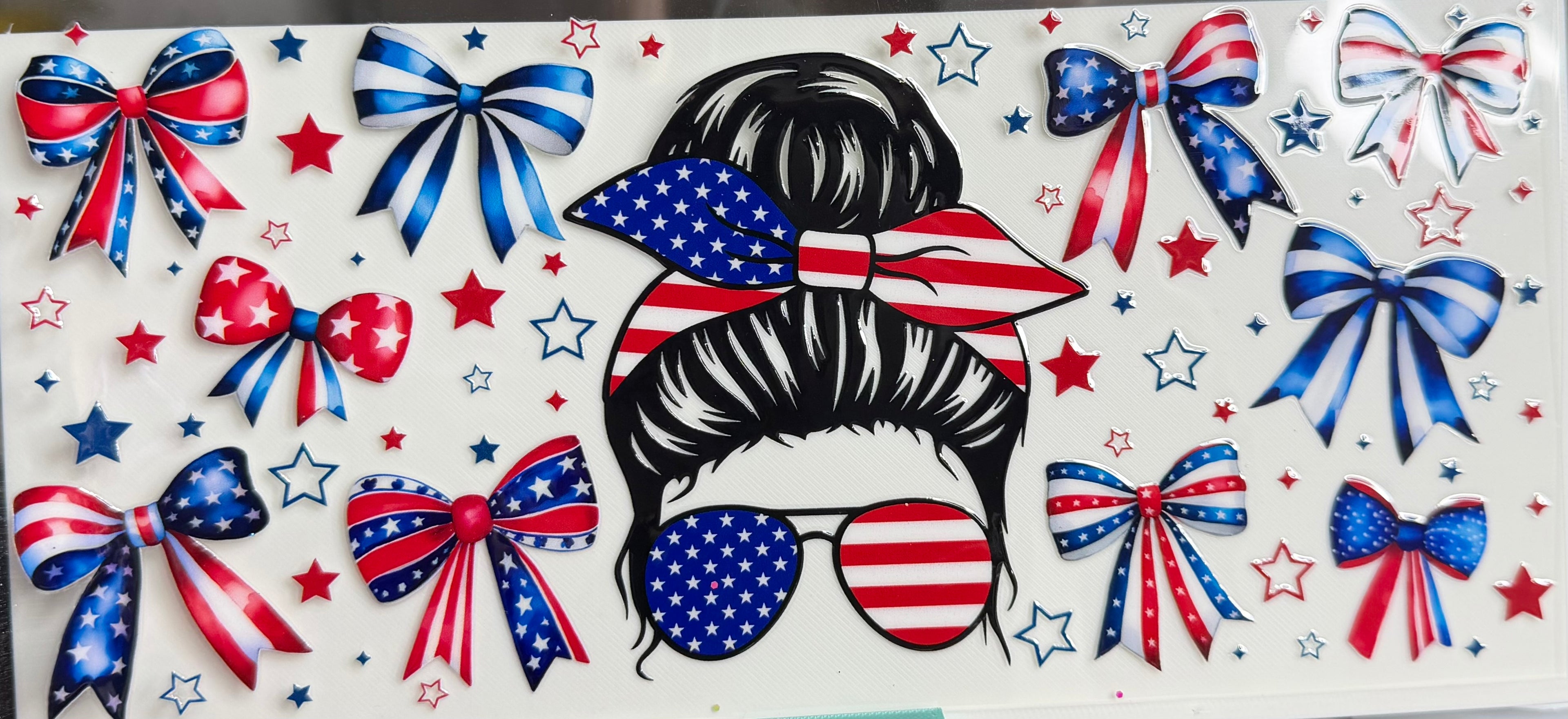 Messy bun red white and blue