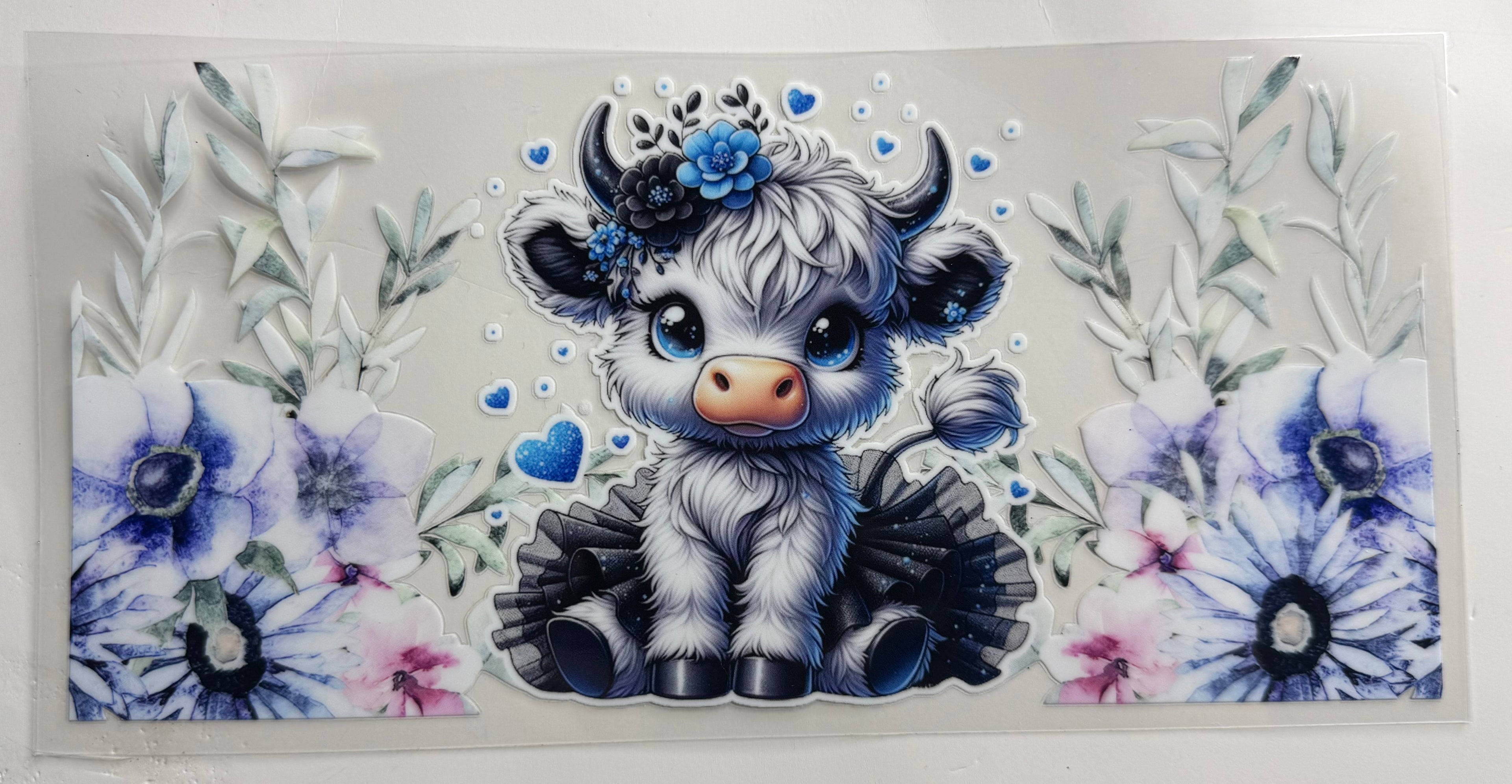 Blue and black cow