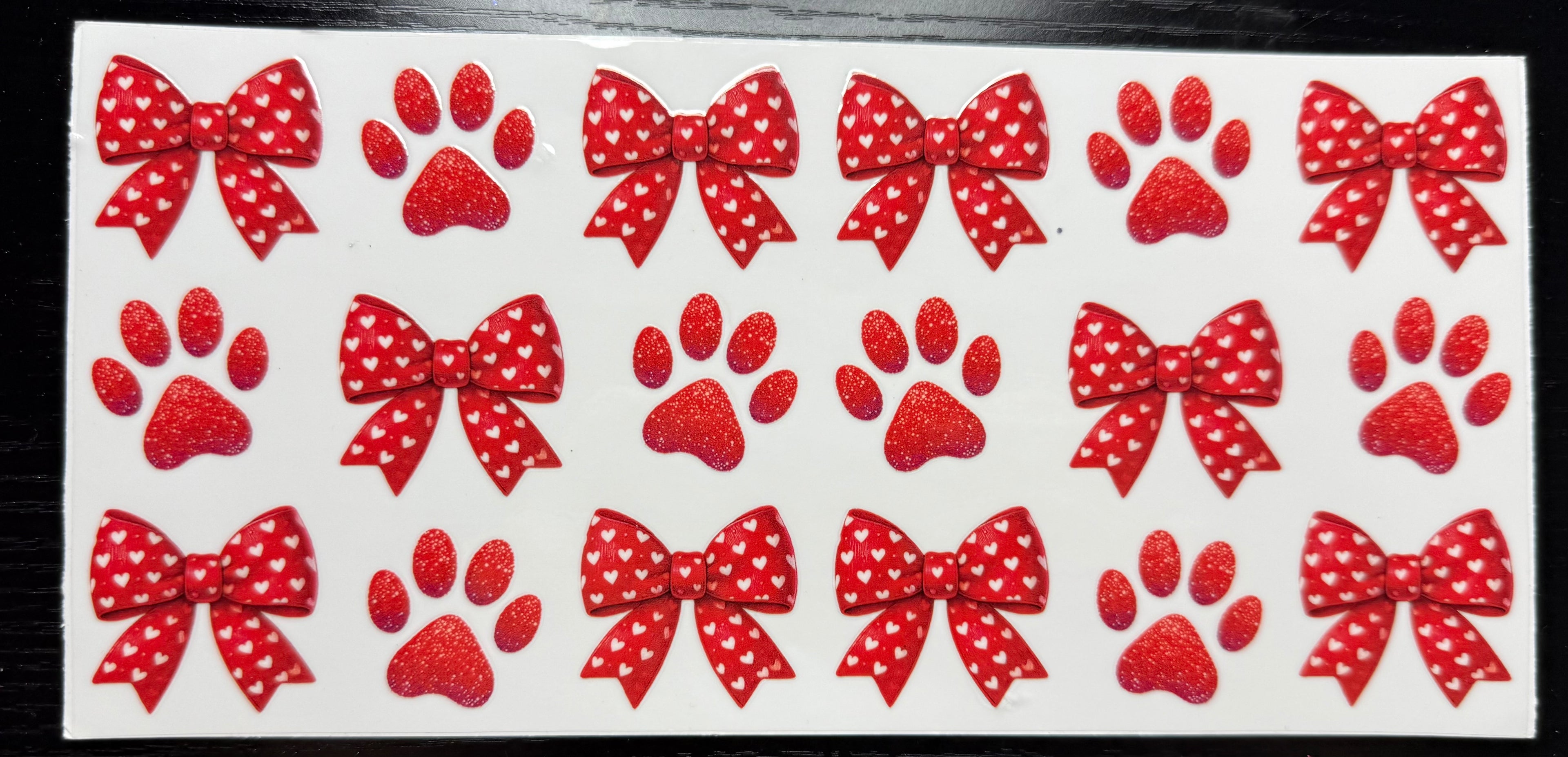 Red polka dot paws and bows