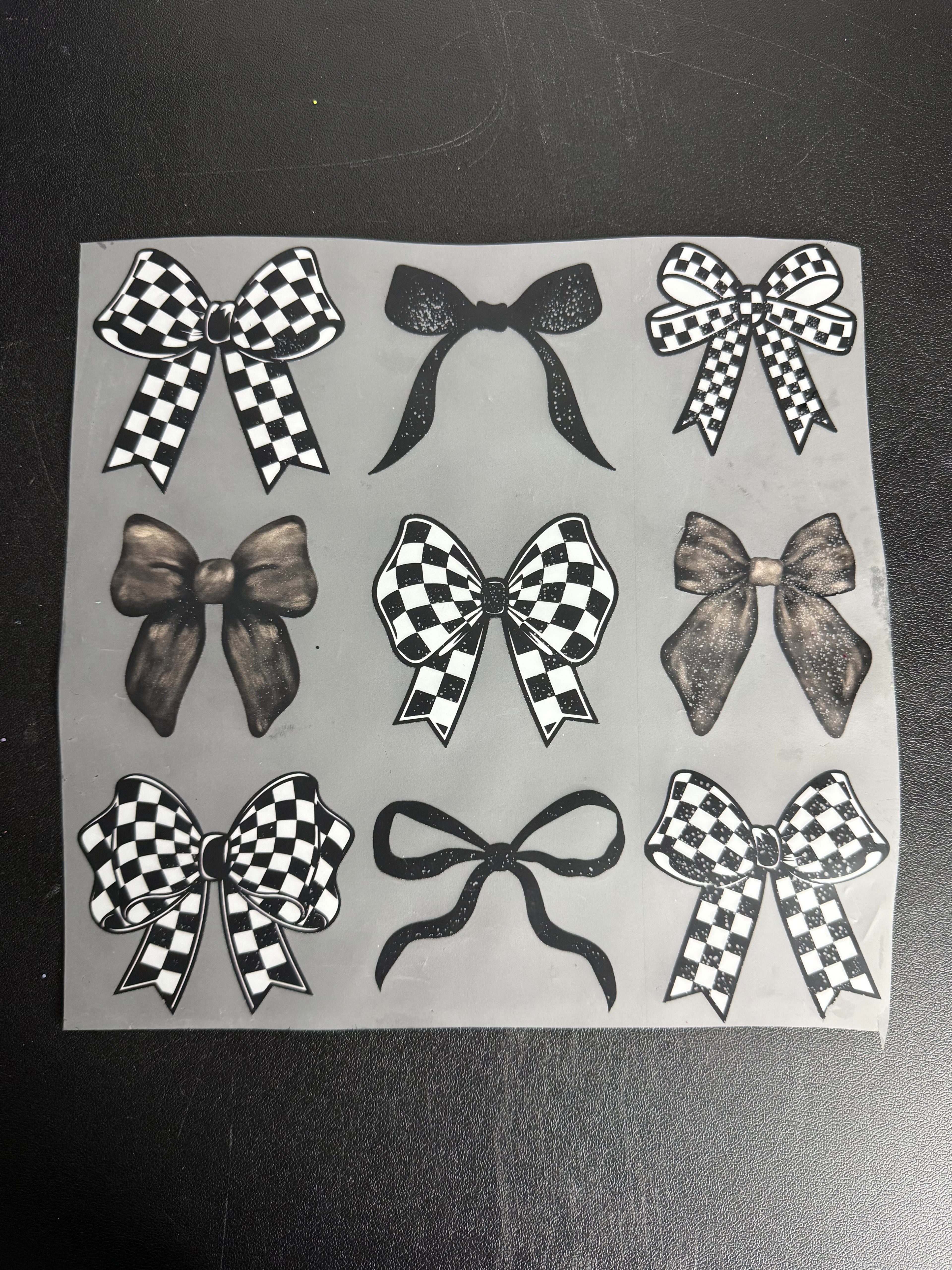 Black checkered bows
