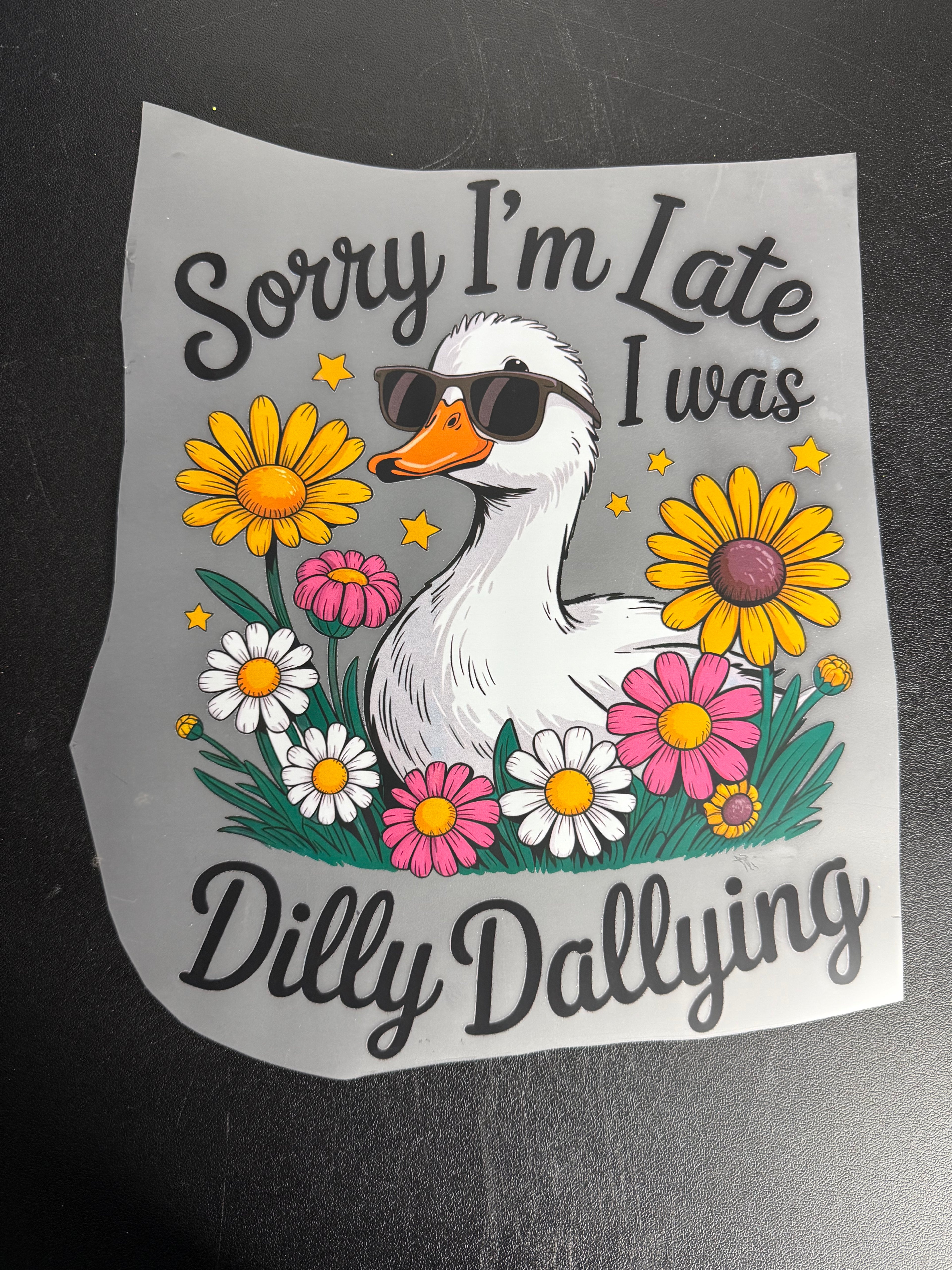 Sorry I’m late I was dilly dallying